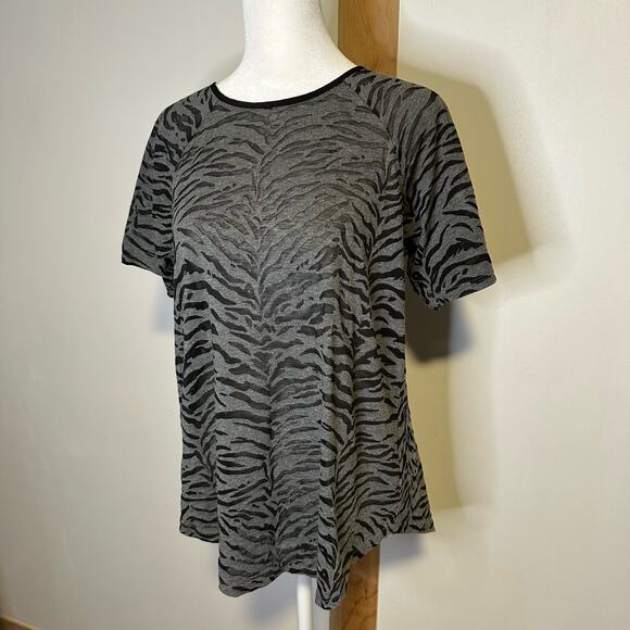 Rebecca Taylor gray & black animal print short sleeve top size XS - Picture 3 of 11